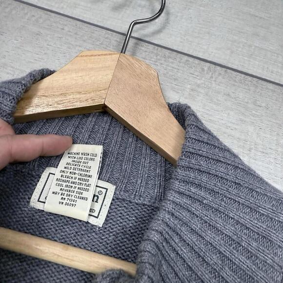 L.L.Bean Men’s Full Zip Sweater Jacket Gray Size L 100% Cotton Knit Shawl Collar - Picture 4 of 8